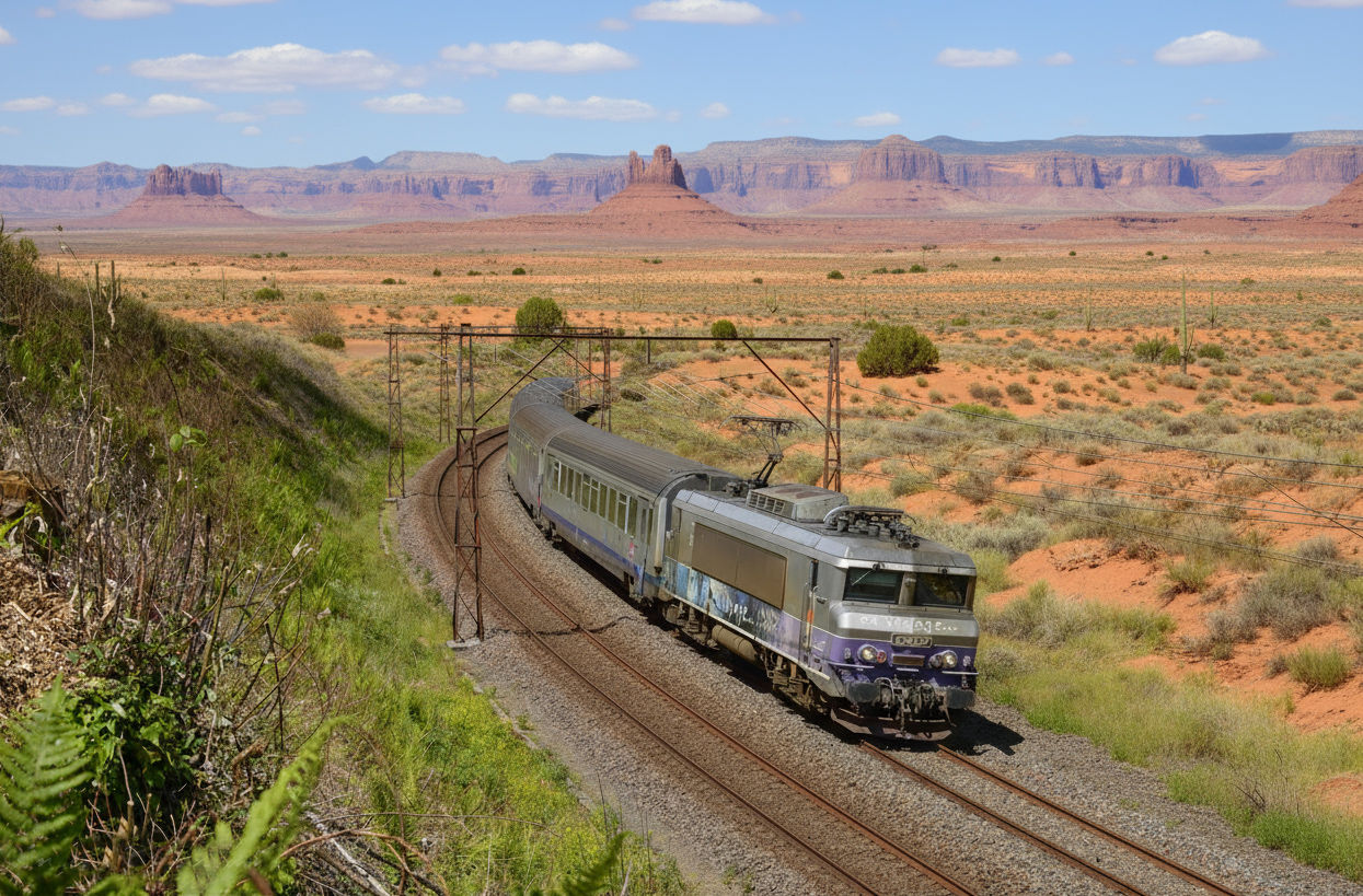 Train En Voyage Désert