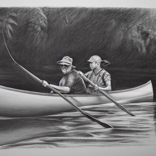 father and son canoe fishing