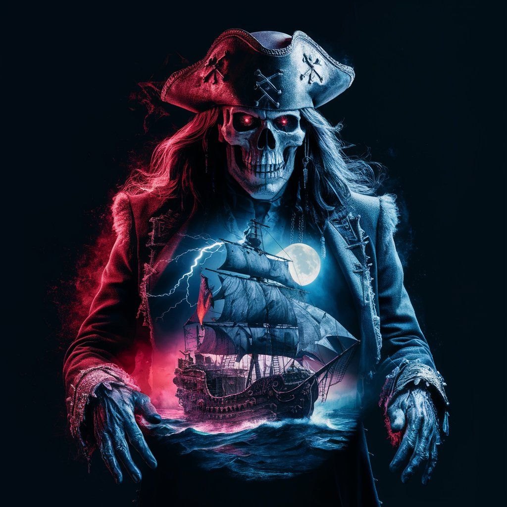 sinister skull faced pirate