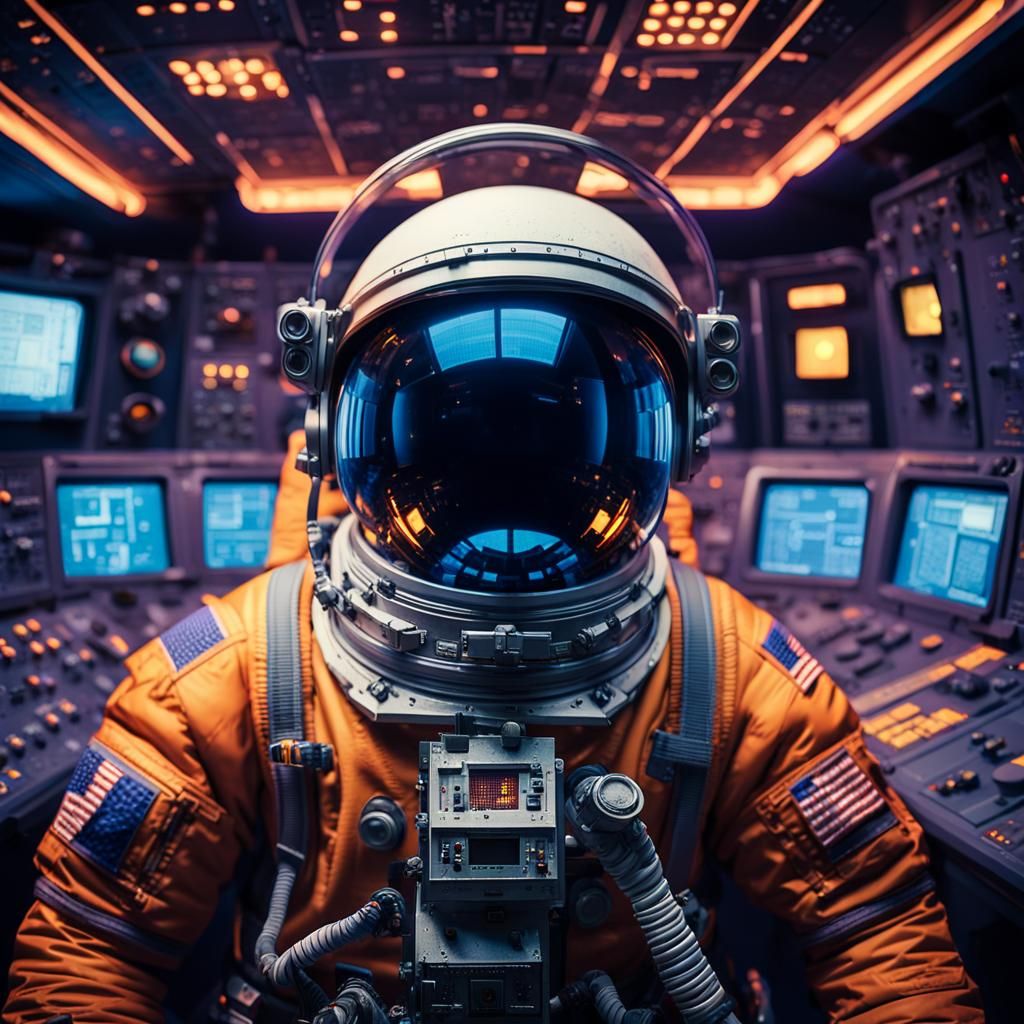 Retro Camera in Spaceship Control Room