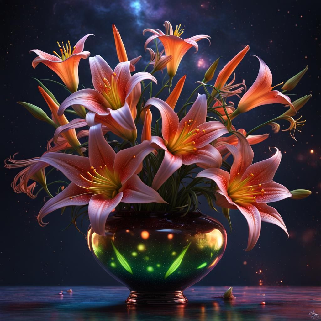 Flower Vase Still Life: Lillies 3
