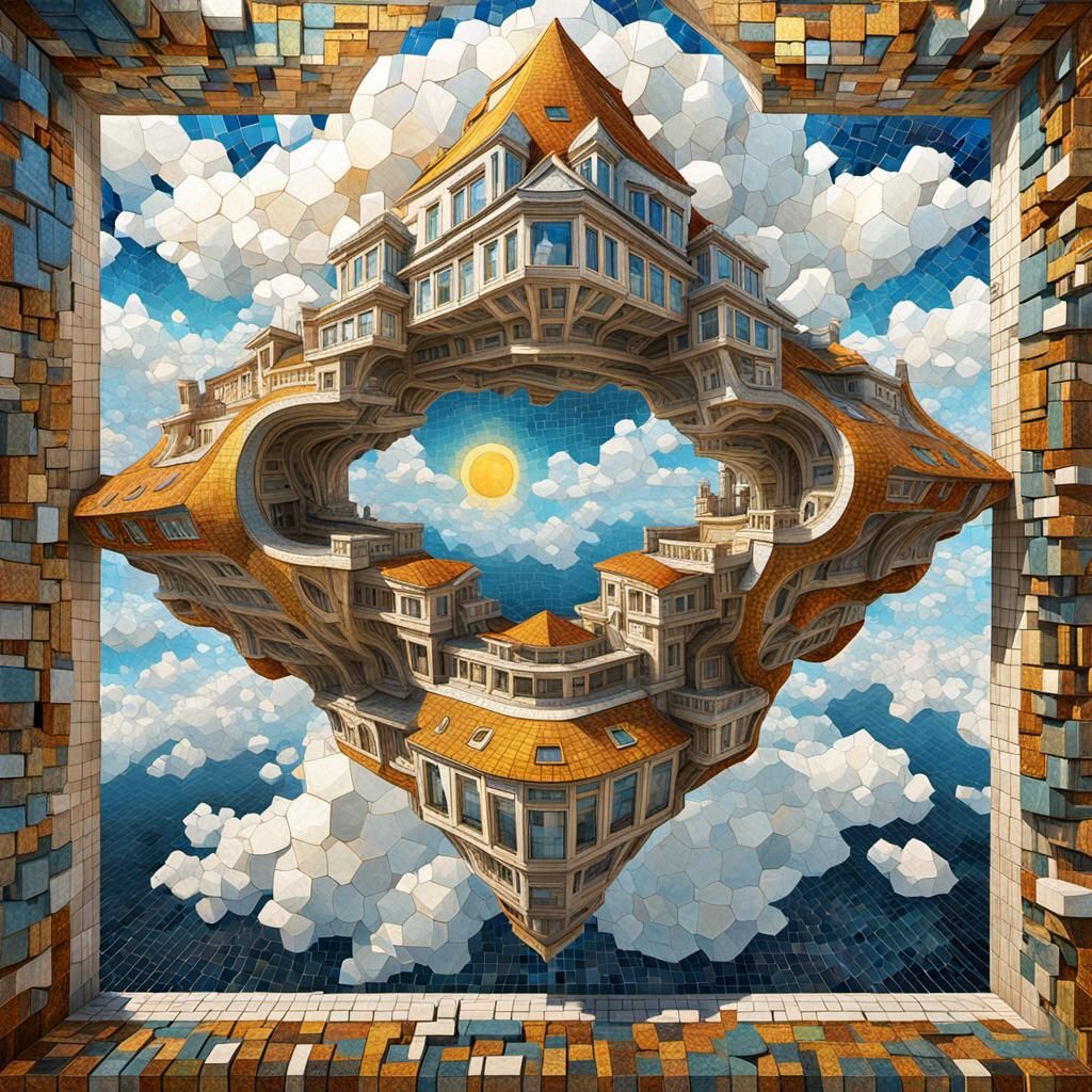 Imagine a mosaic in style (Inverted image: 1.3) by architect Daniel Czapiewski, rendered in maximally ...  by @Steph