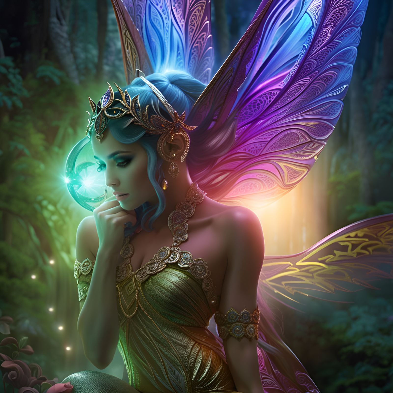 Her Enchanting Fairy Lights - AI Generated Artwork - NightCafe Creator