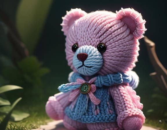 Adorable Knitted Transgender Pride Teddy Bear