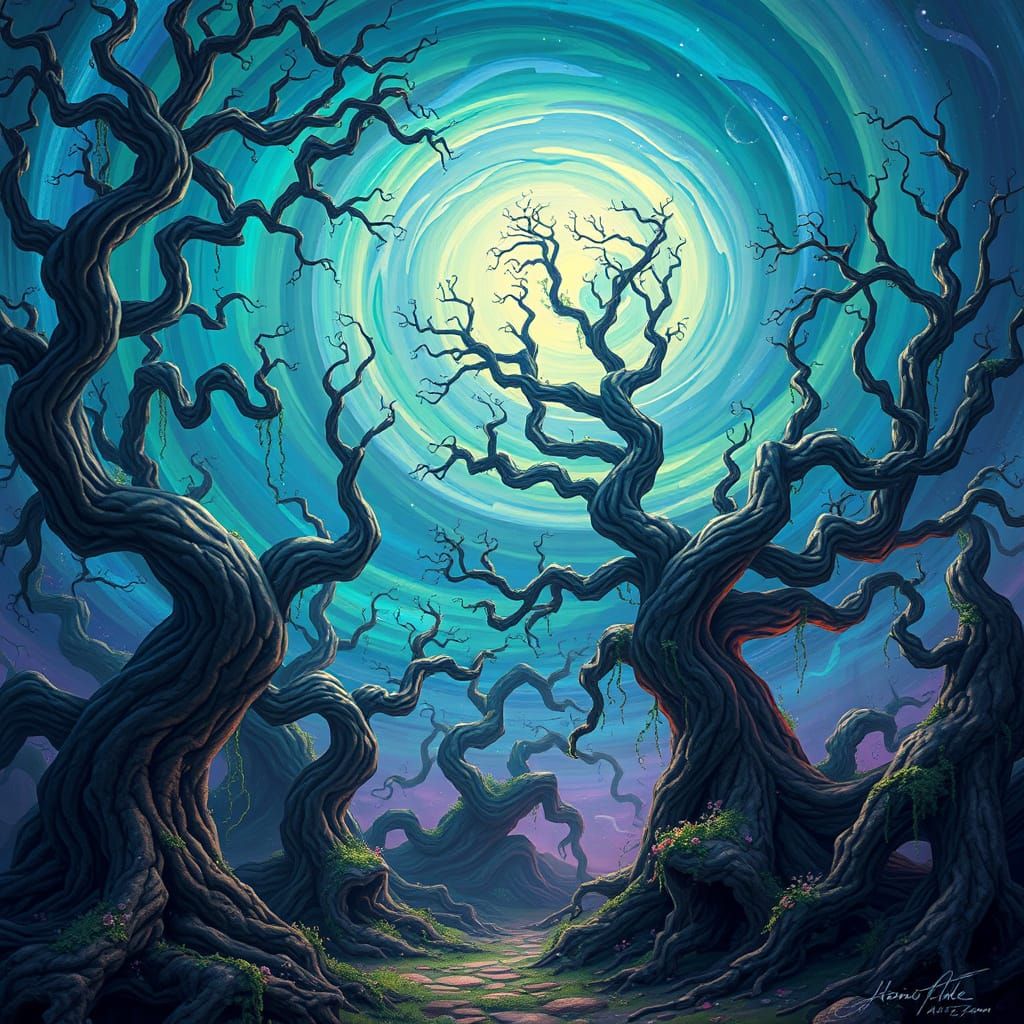 Mystical Realm of Ancient Trees: Digital Matte Painting