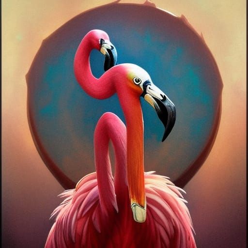 Demonic eldritch horror flamingo