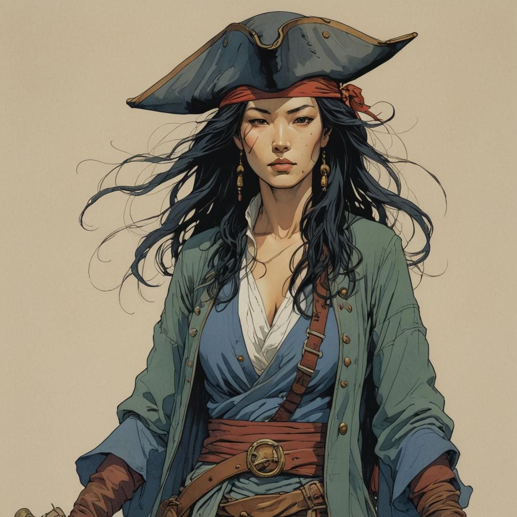 Shi Yang the Sunshine Stone, commander of the Guangdong Pirate Confederation, 7 seas Moon RPG  by @Sergio Daroca