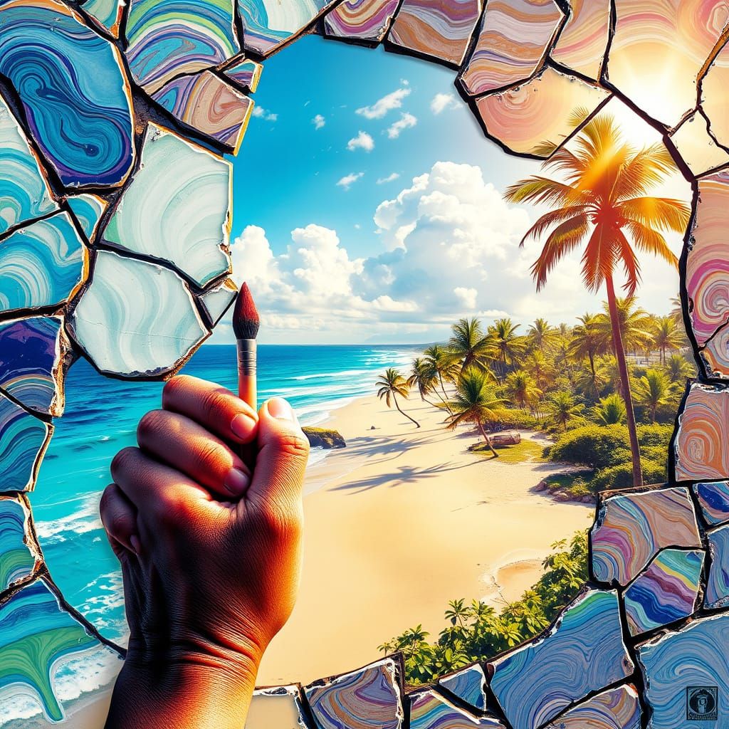 Street Artist Creates Magical Landscape from Broken Shards