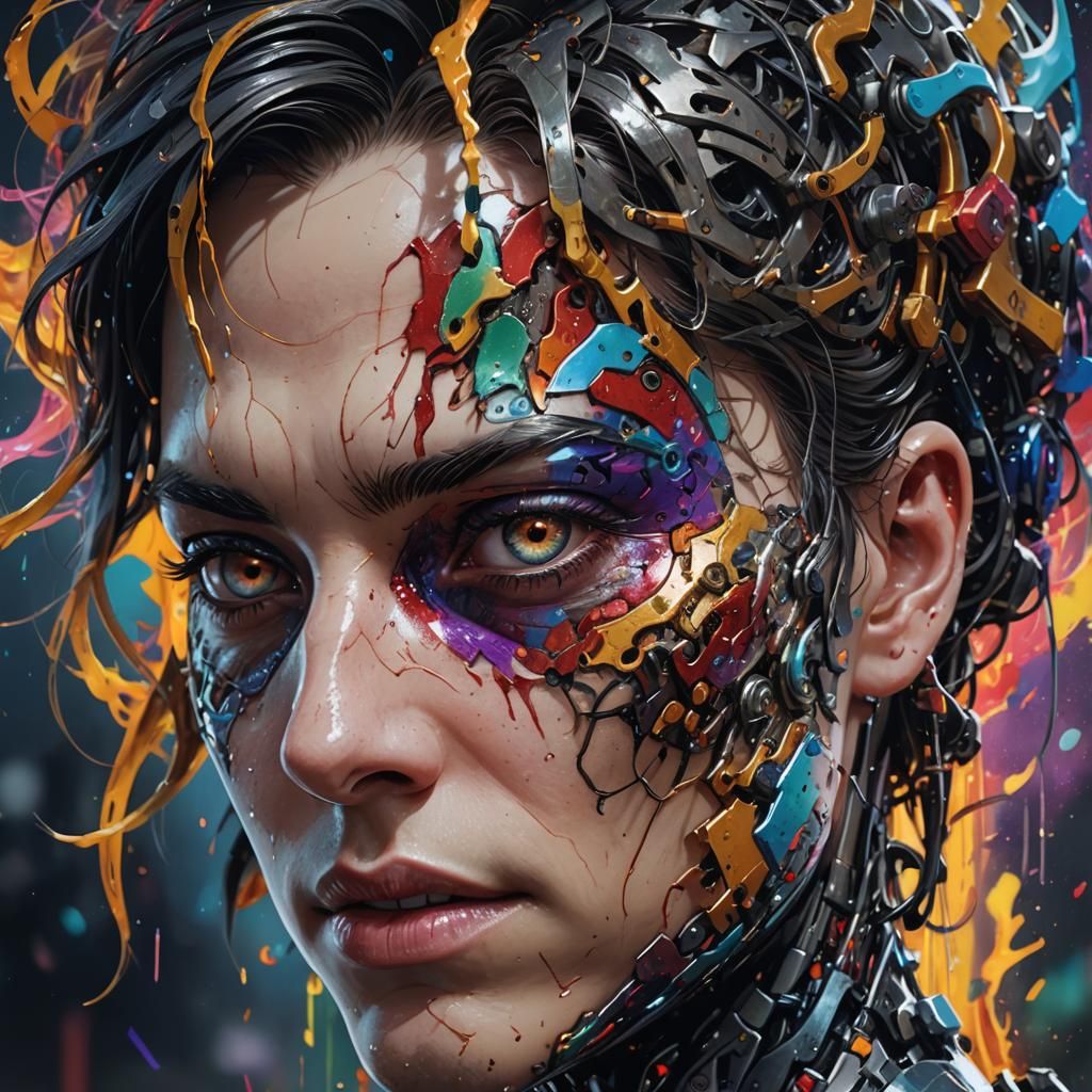 HALF FACE OF AN EVIL AI