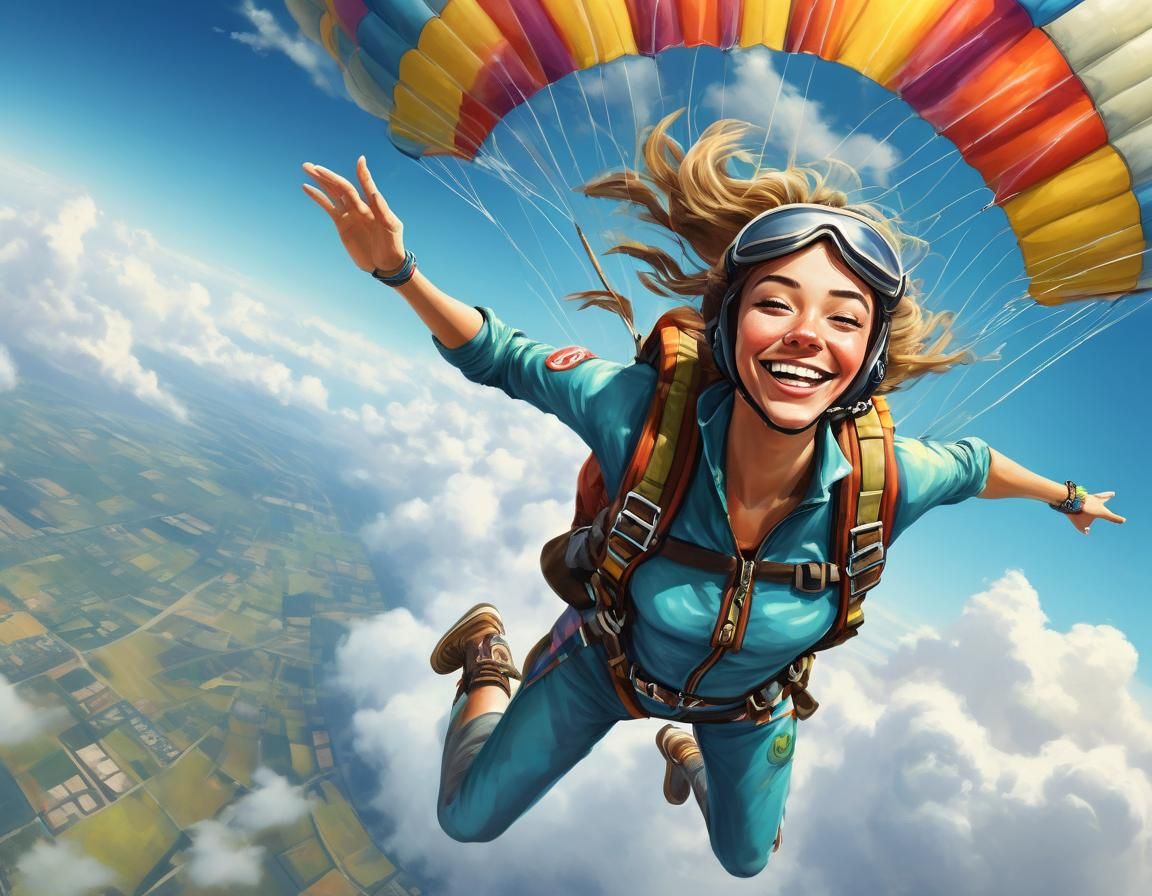 Skydiving Girl has Fun   by @AndersArt