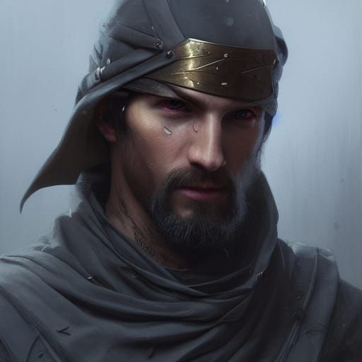 man in assassin costume, magical medieval style