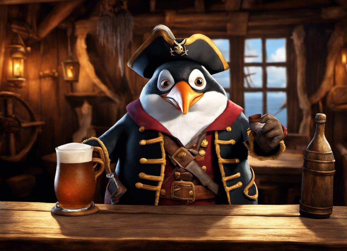 penguin pirates;saucy 17th century penguinwench pirate penguin drinks ...