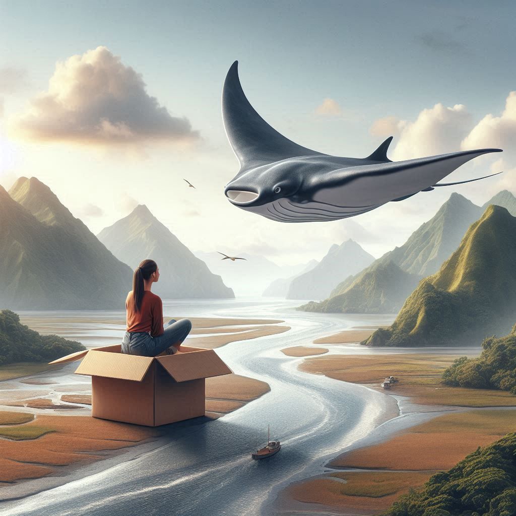 Manta ray over Mekong