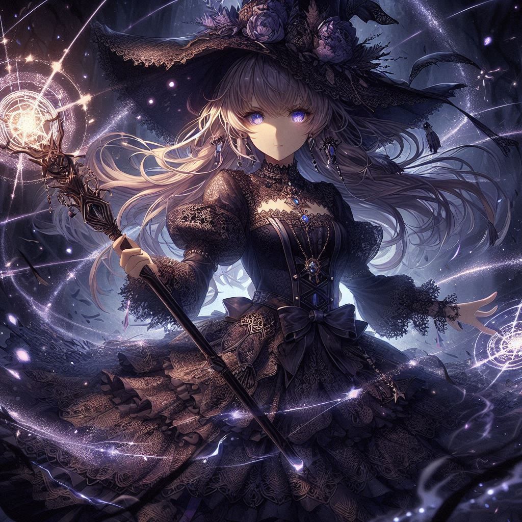 Anime ver. of Morgan Le Fey w/ staff - 3 by DALL-E 3