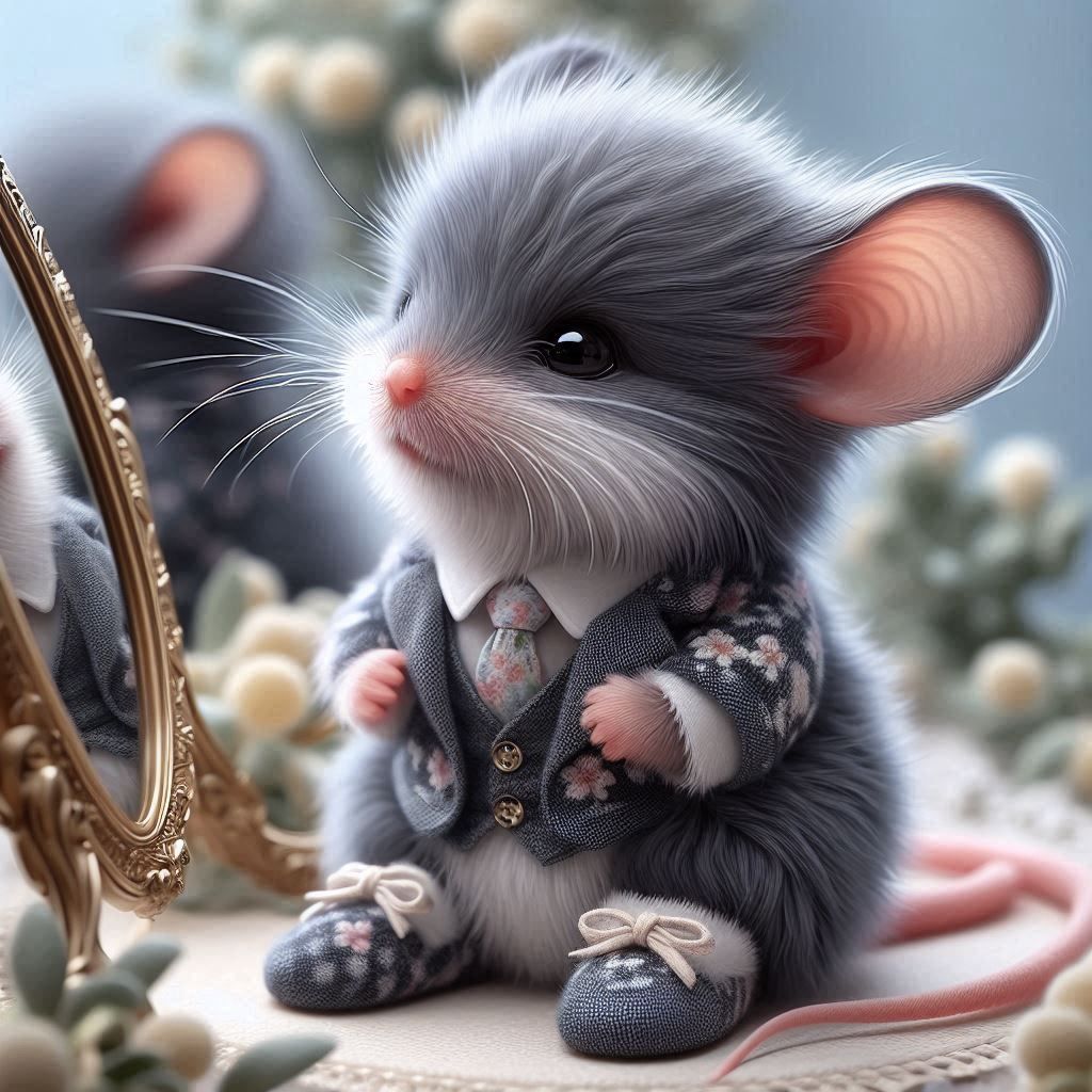 A baby mouse is getting ready for his first date