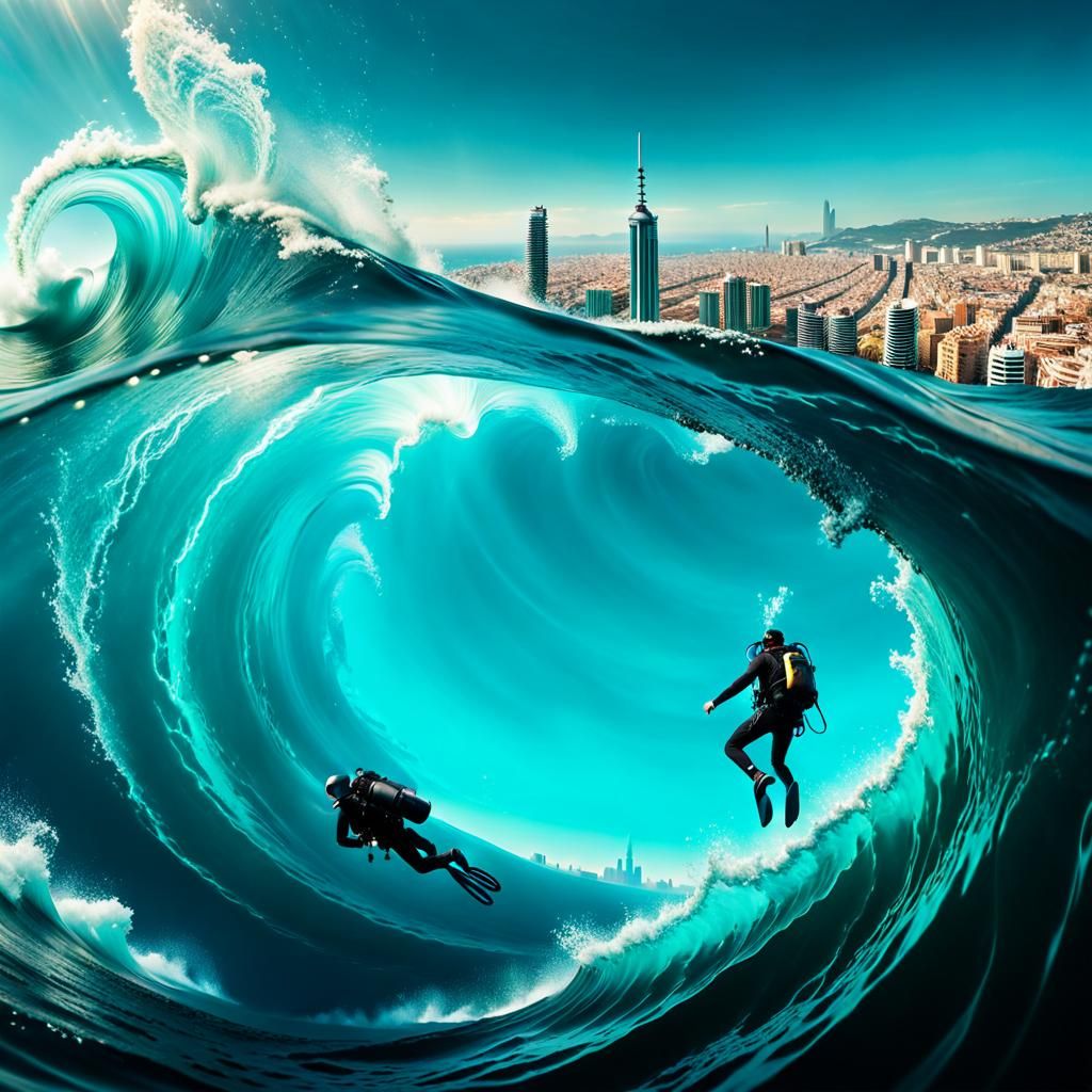 A scuba diver in the depths of the ocean