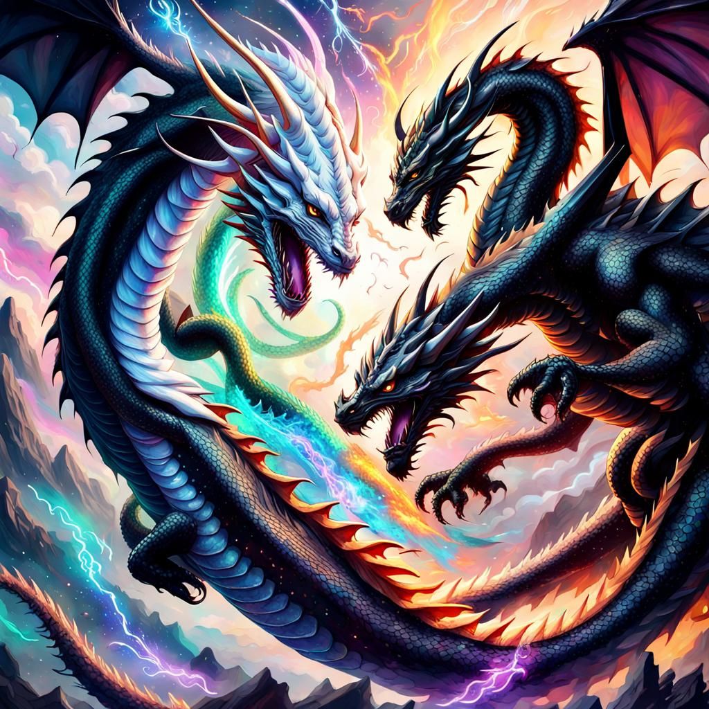 Fight of the dragons - AI Generated Artwork - NightCafe Creator