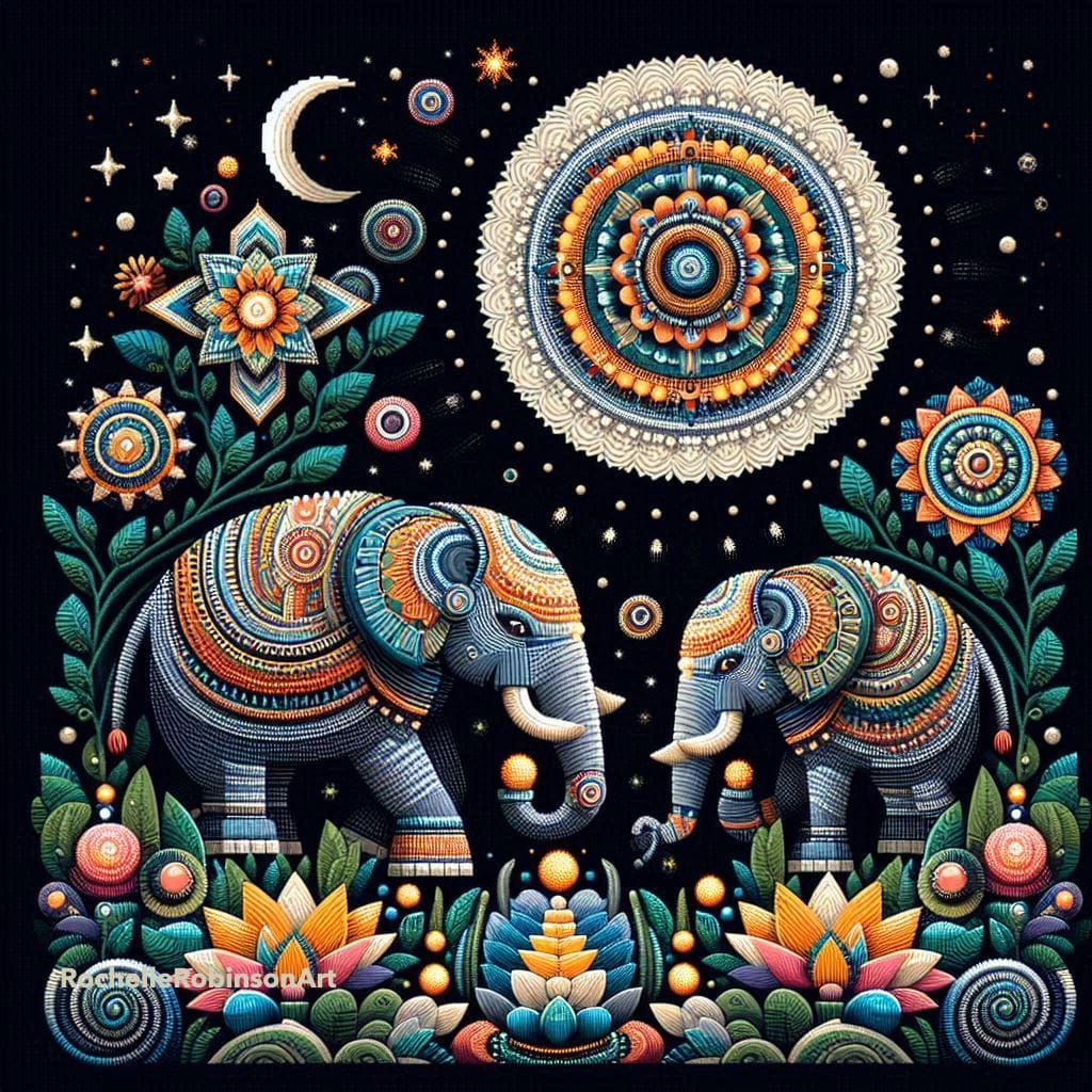 Two Elephants At Midnight - Lego Art