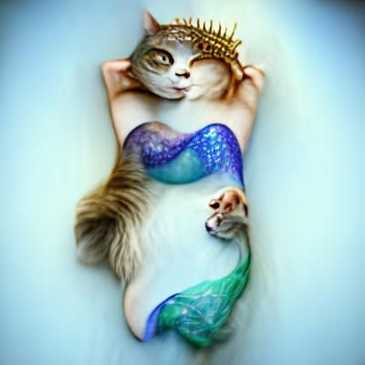 cat beautiful mermaid.