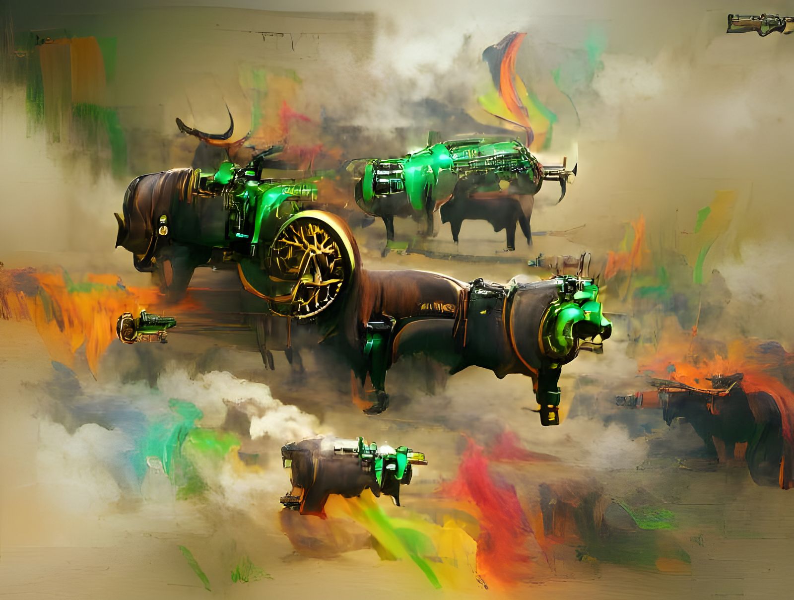 All bulls all the time! 8k resolution colourful concept art