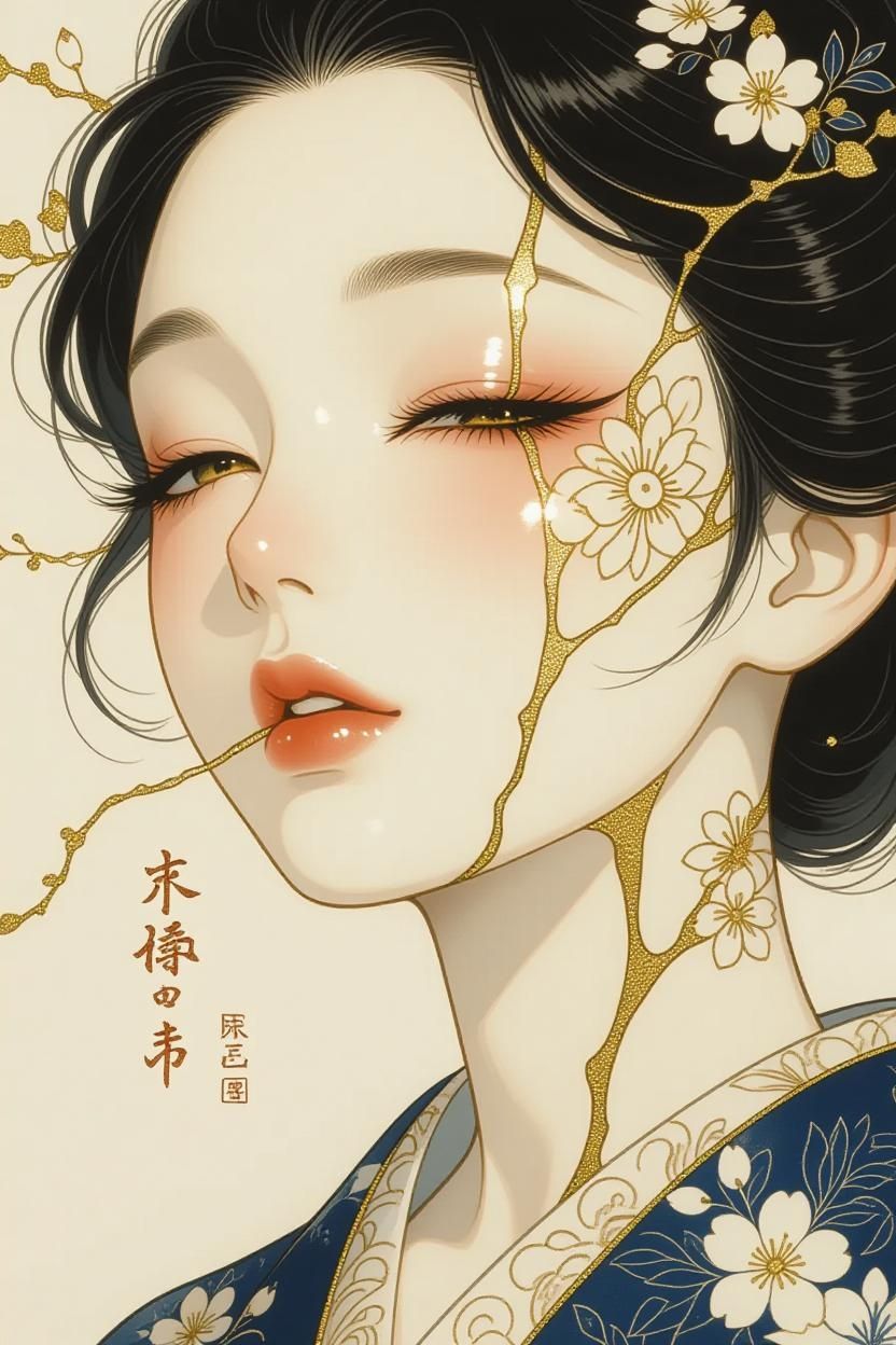 Japanese kintsugi portrait