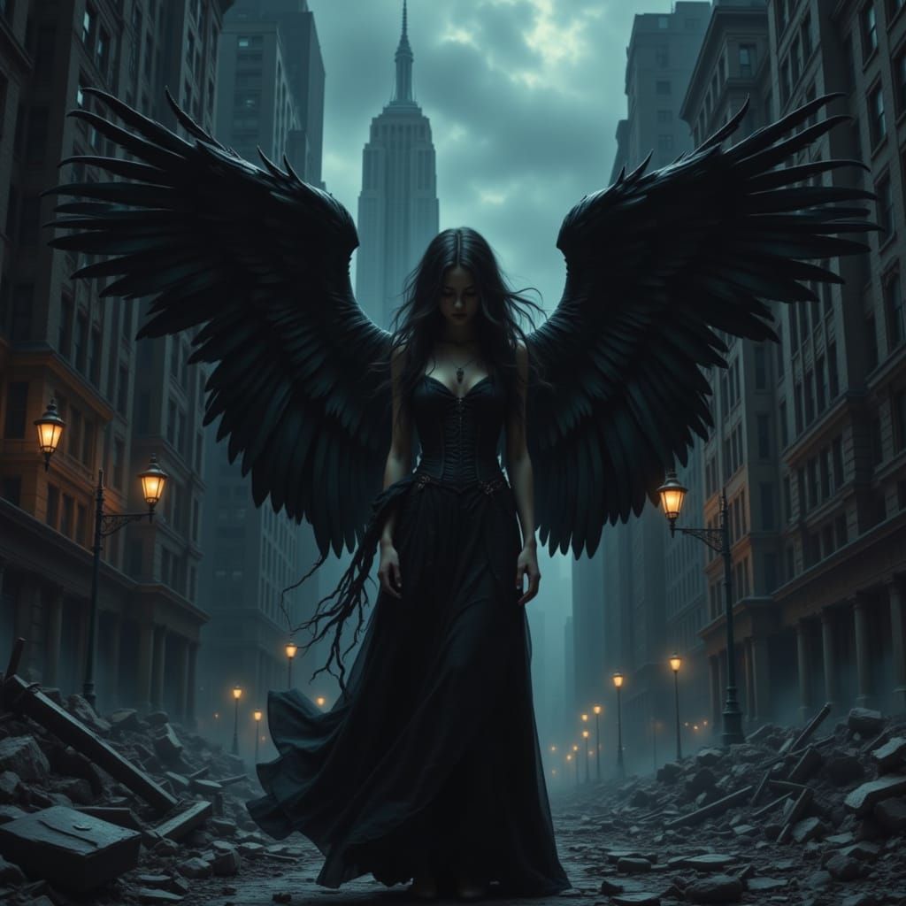 female demon , flapping her wings and shaking her head. In disbelief