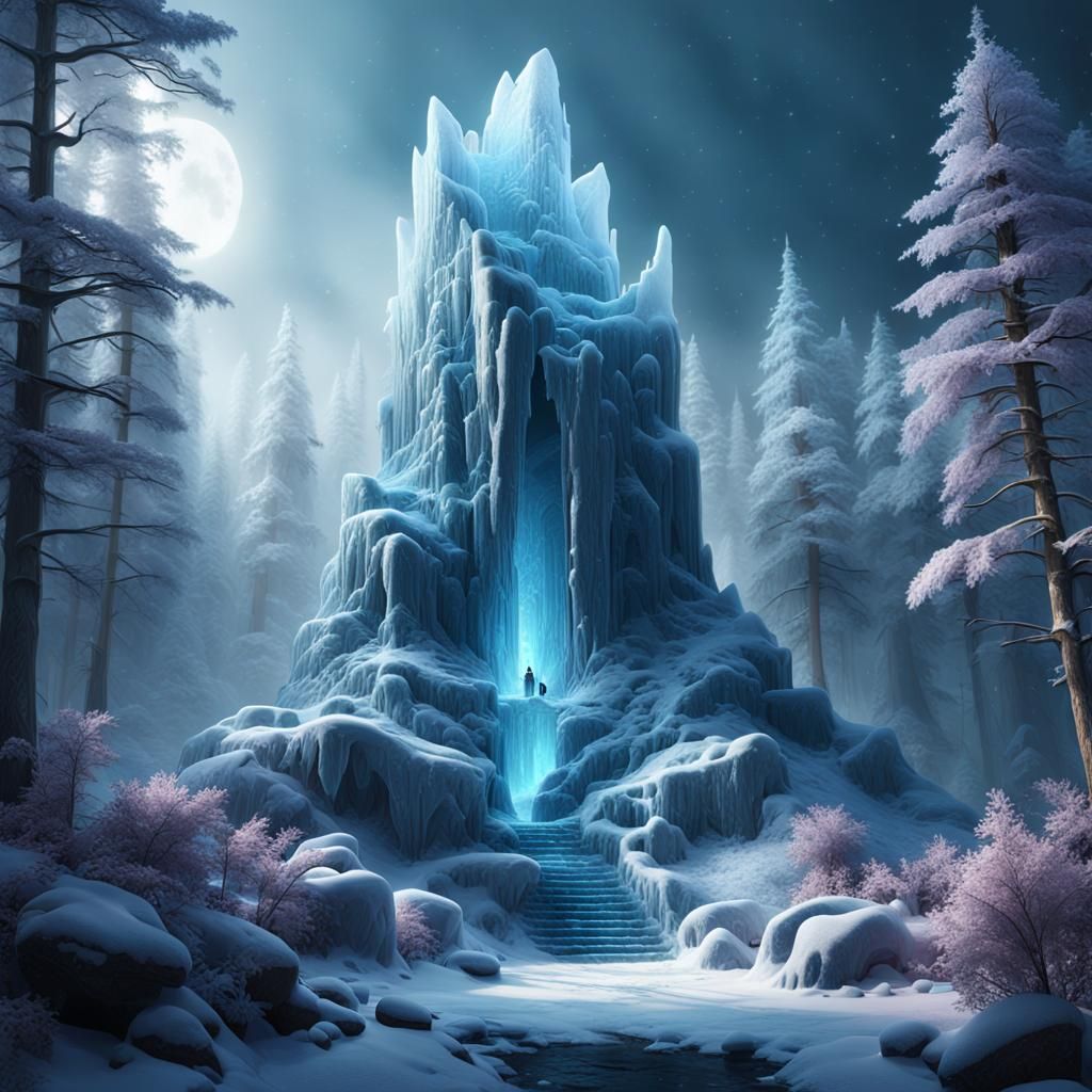 Frosty Iceberg Throne in Breathtaking Forest