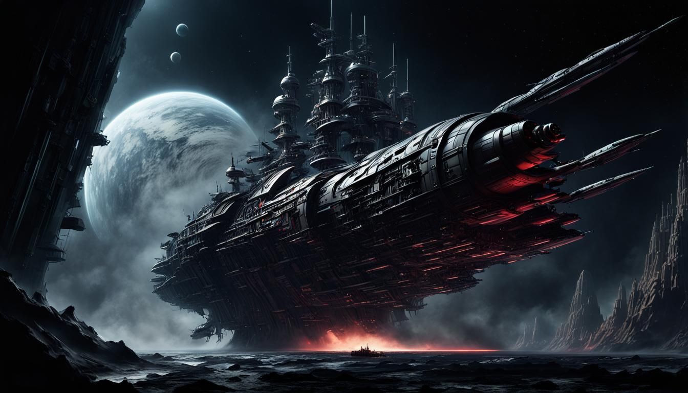 Premium AI Image  Futuristic space battleship fleet ai generate