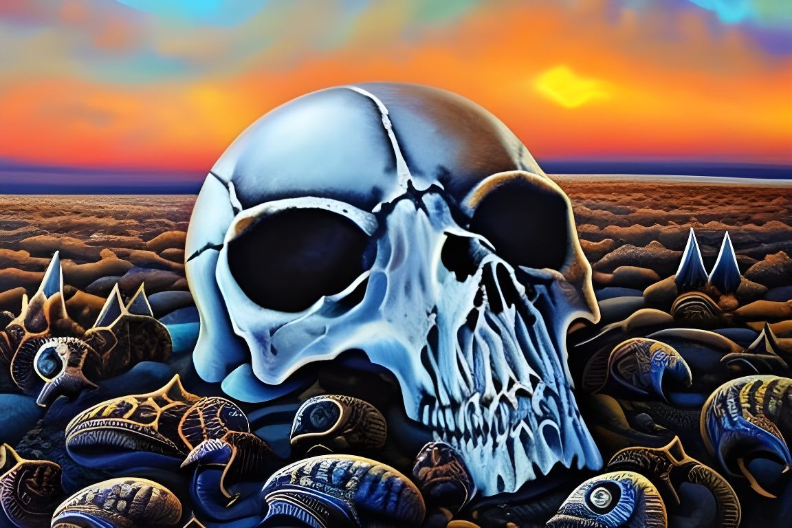 Alien Skull at Sunset