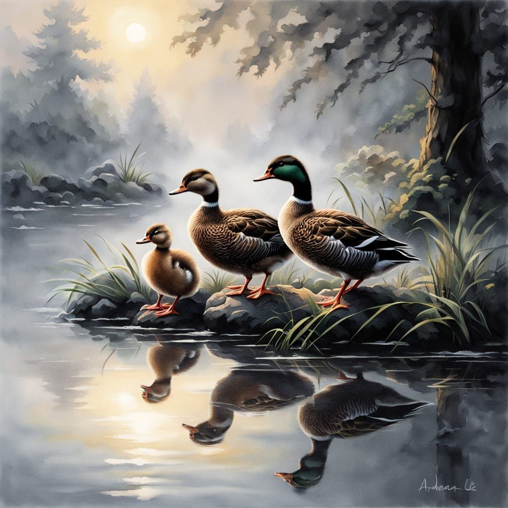 Misty morning at water’s edge