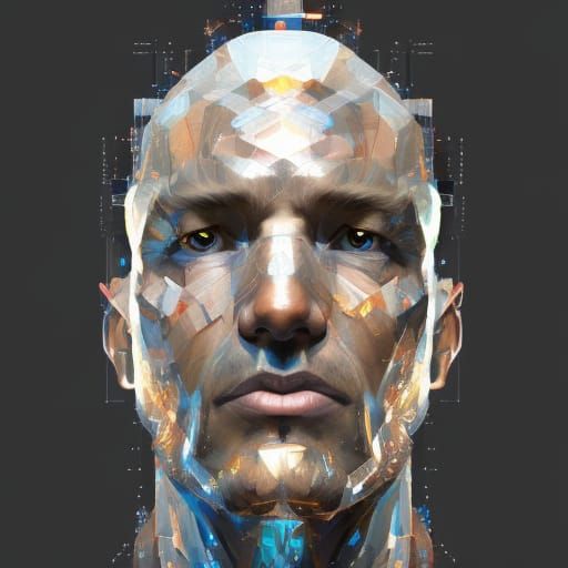 crystal man head and shoulders portrait, 8k resolution conce...