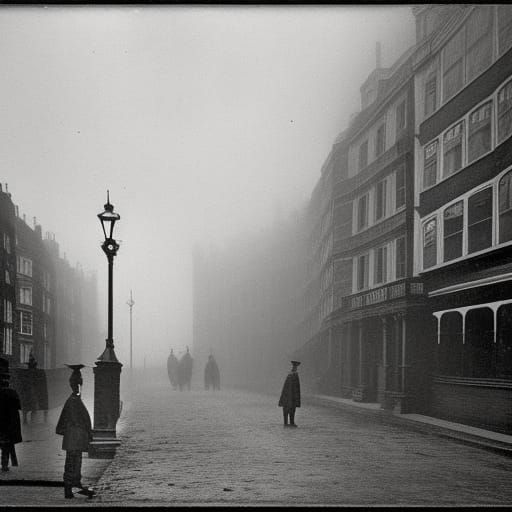 1880s misty London street