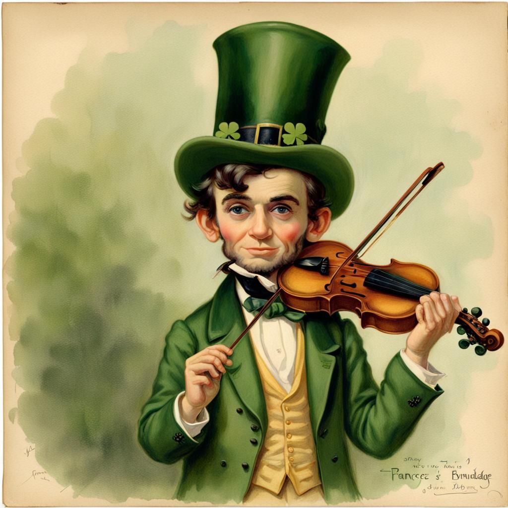 Abraham Lincoln and his violin are ready for St. Patrick's d...