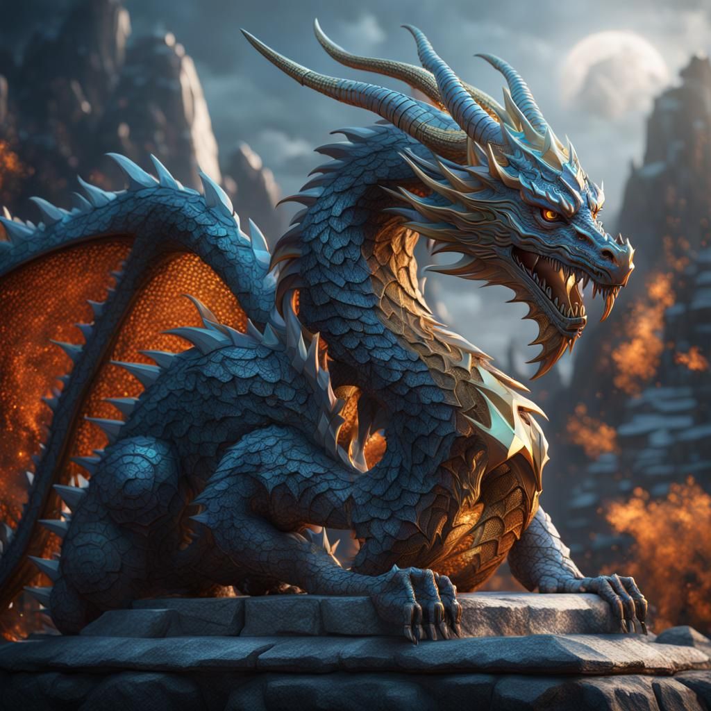 A diamond dragon sculpture