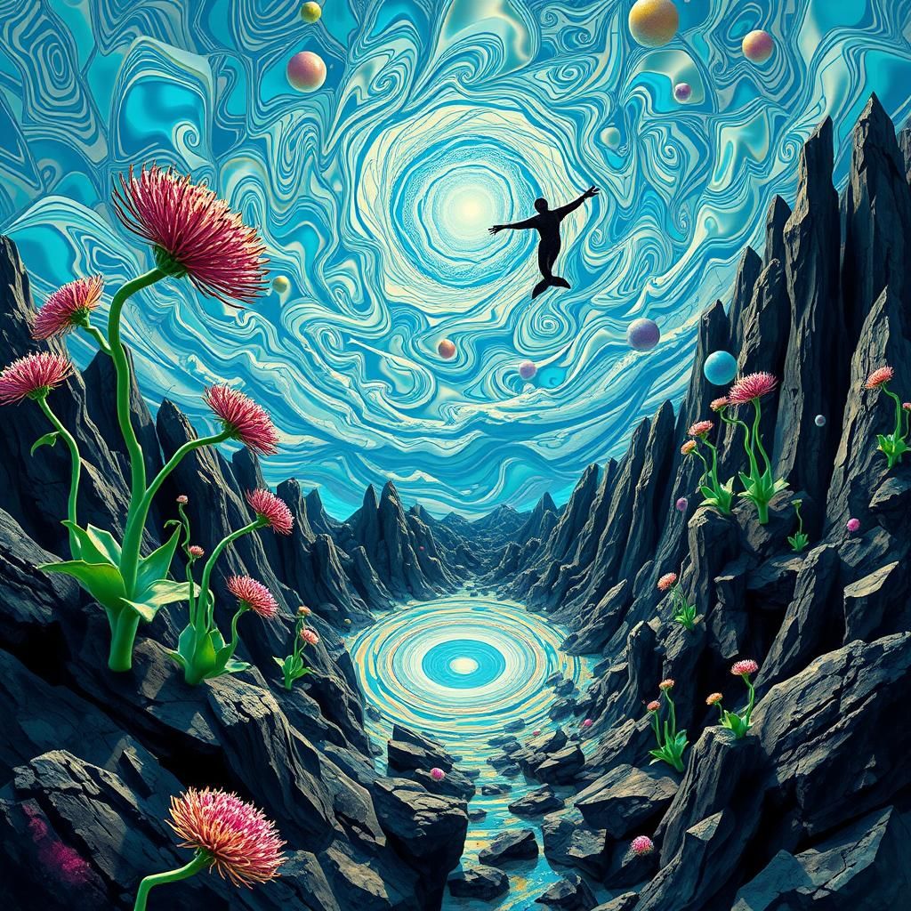 Surreal Bioluminescent Landscape with Ethereal Whale