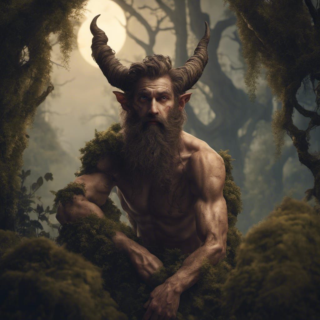satyr faun moonlight countryside woodland beard