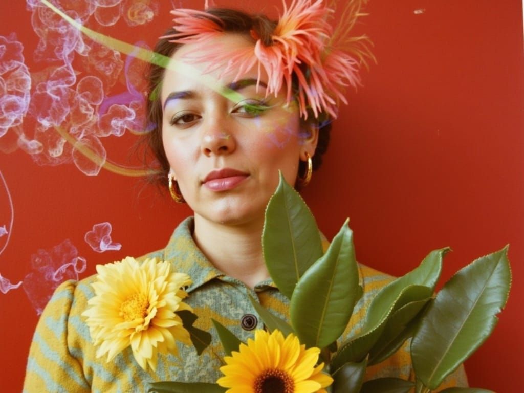 <lora:doublxposefilmglitch:1.0> by Gerhard Richter, photogram of foliage, rayograph of flowers, Sigmar Polke, Ana Mendieta