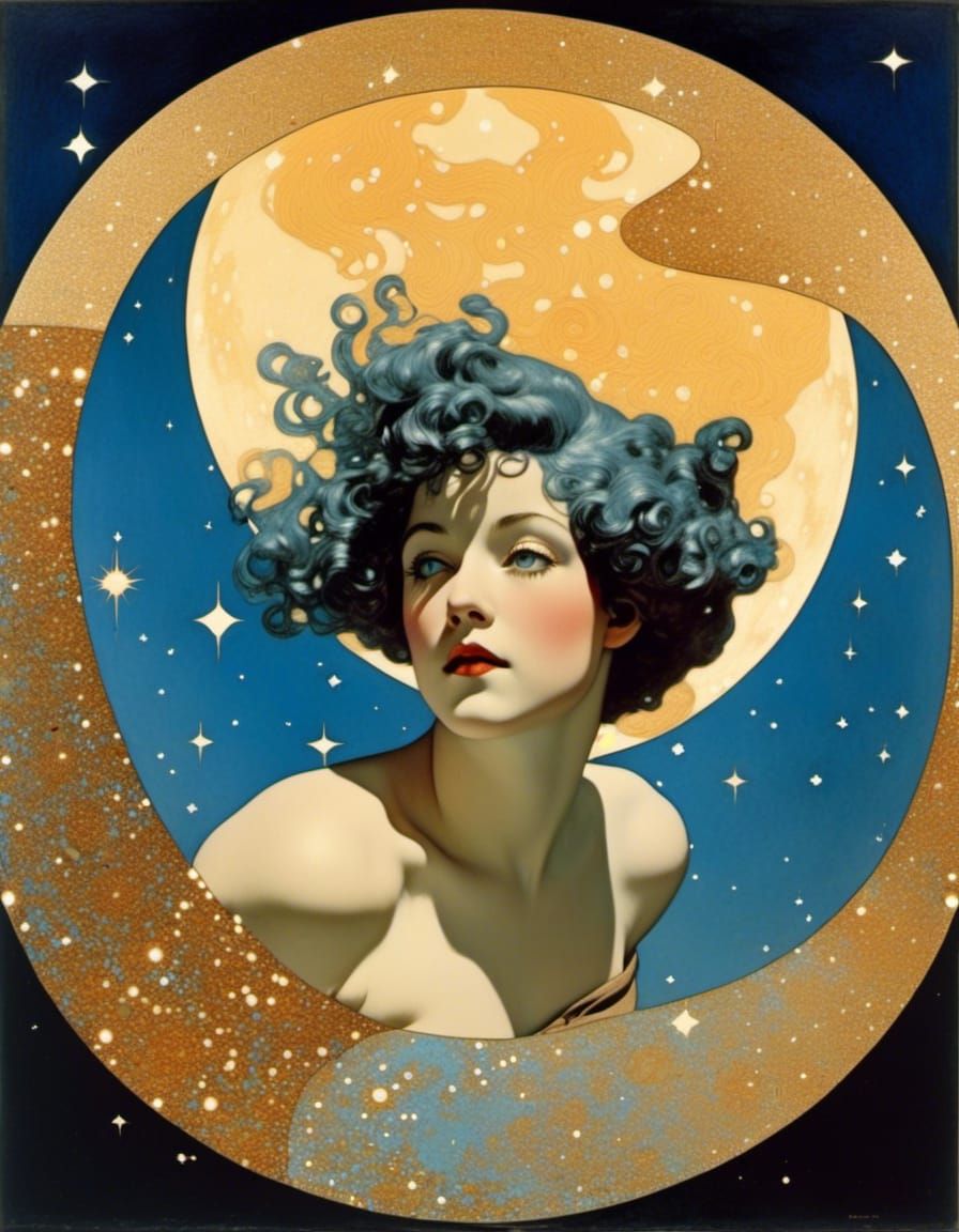 Maxfield Parrish celestial sky, dreamy dreamer, sparkling ️ ️ ️ ...