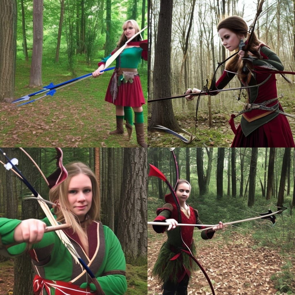 Elf in the woods with a bow and arrow bleeding - AI Generated Artwork ...