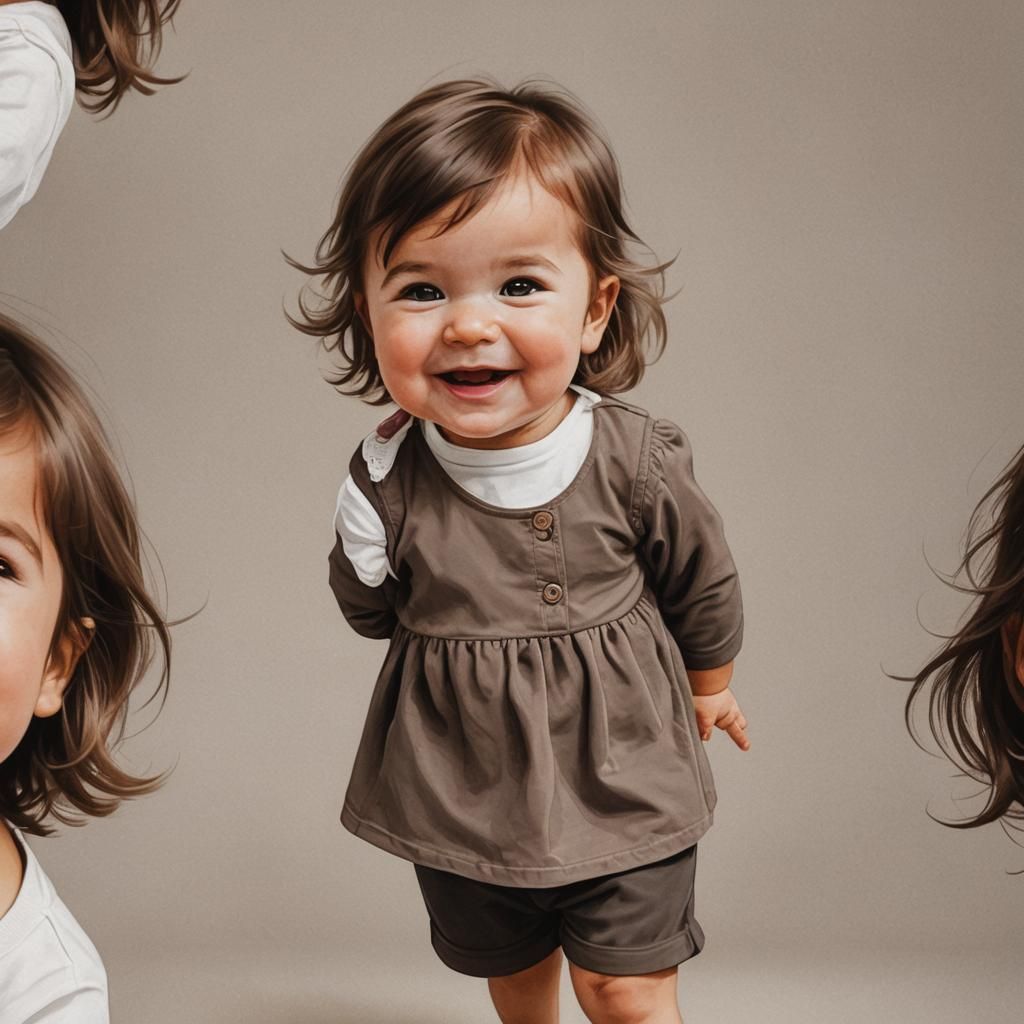 Brown hair girl toddler cheeky pose