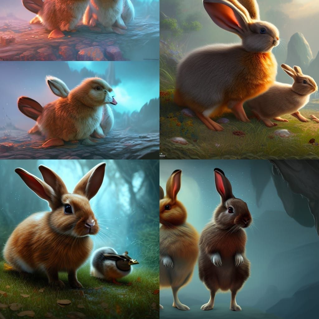 rabbit and duck together