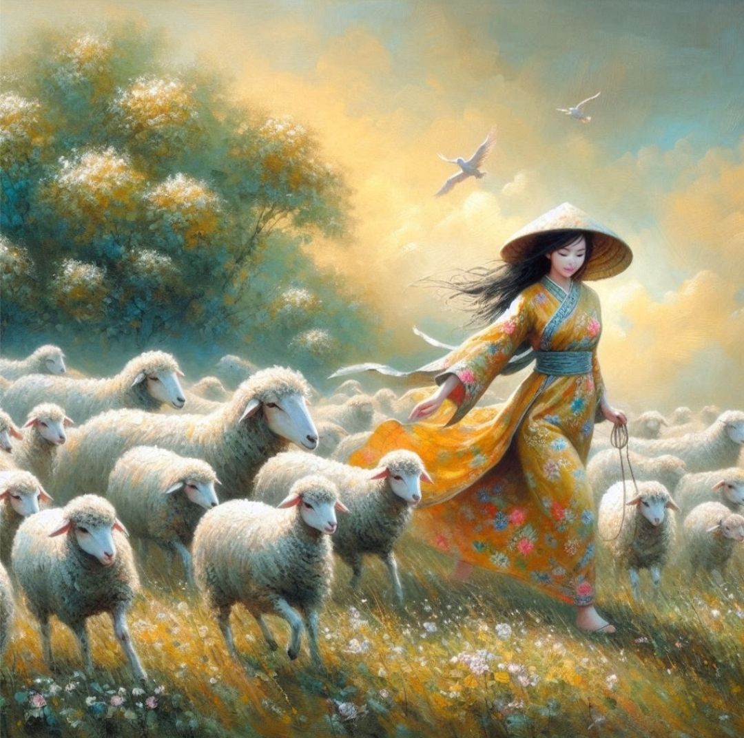 Shepherdess and her flock