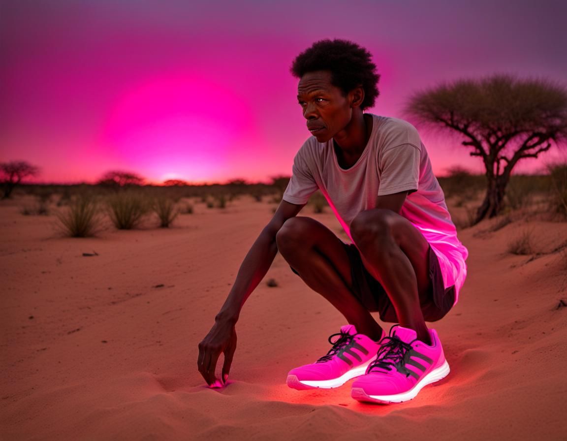 Amazed Bushmen Discover Fluorescent Pink Running Shoes