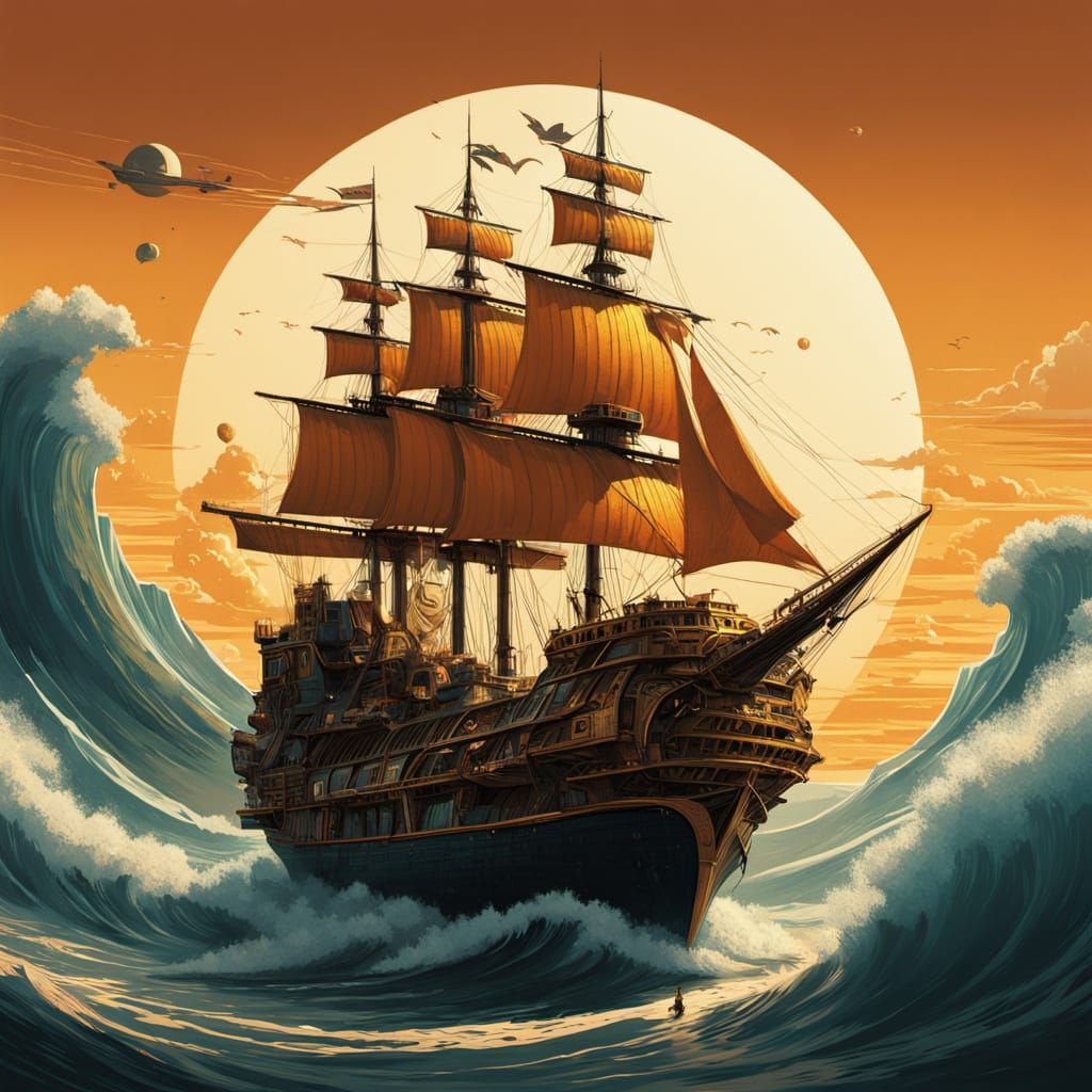 Intricate Golden Age of Sail Miniature in Antique Bottle