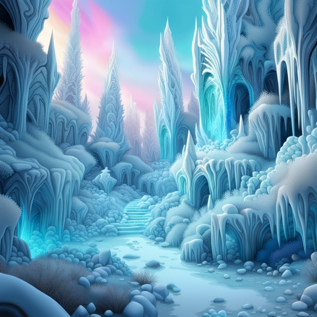 Fantasy icy tundra, Digital Art, Colorful, Low Contrast, 2.5D, Megapixel, Natural Lighting, SFX, insanely detailed and i...