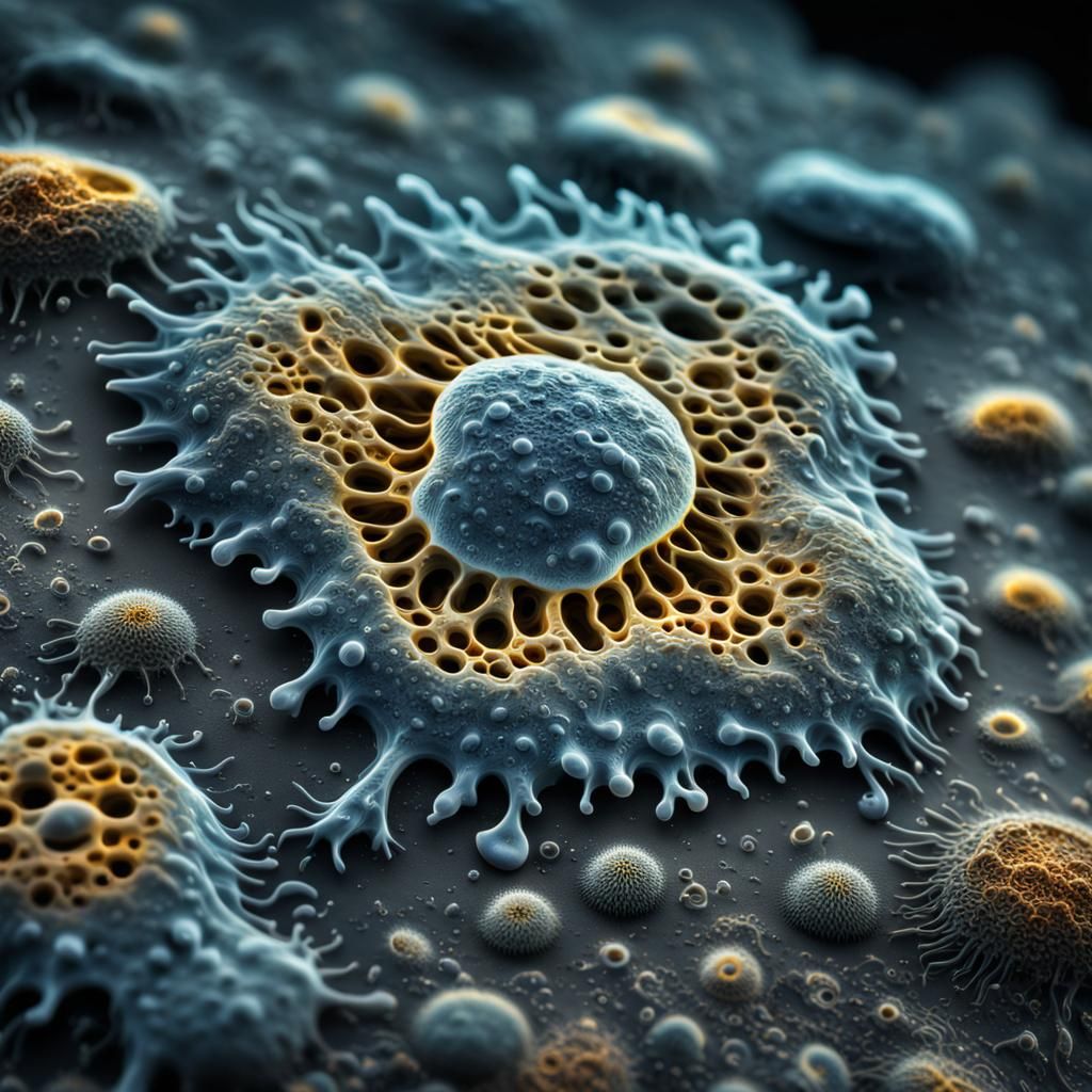 Amoeba under microscope  by @Gicolek