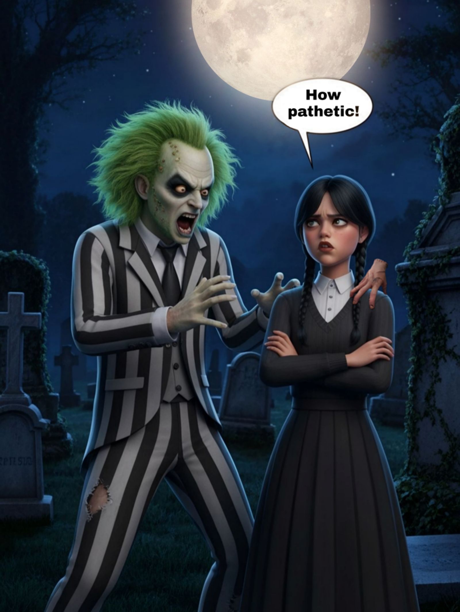 Beetlejuice try to scary Wednesday Addams