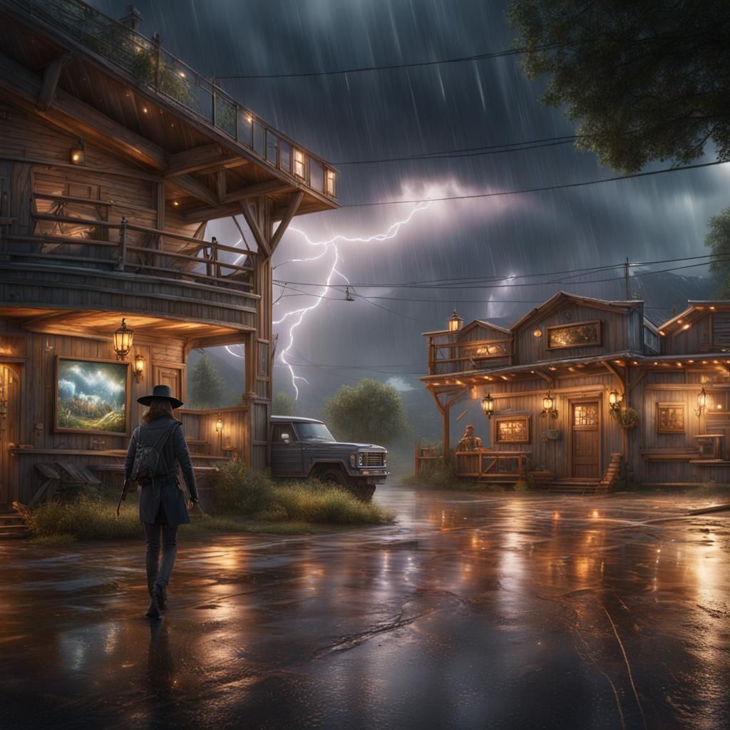 Country music awards outdoors in the rain and lightning