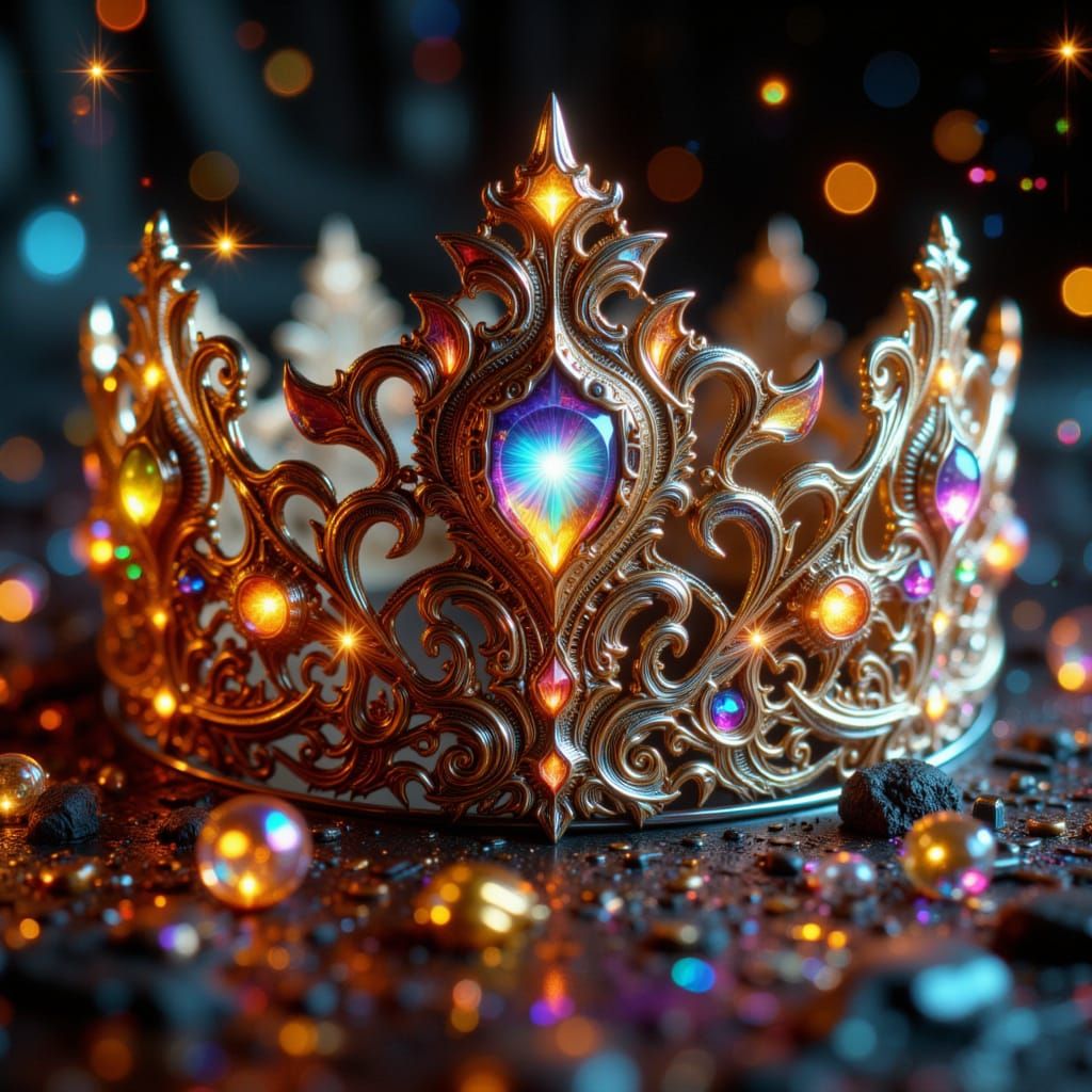 <lora:Memento Mori:0.7> <lora:Xcore:1.0> <lora:NeXuS:1.0> a micro close-up image of an intricately designed, dazzling tiara that would be be...