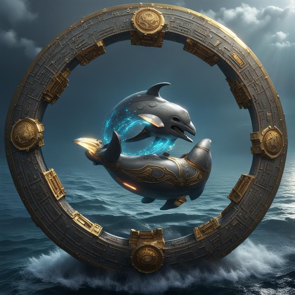 Danse des dauphins à travers un anneau temporel ...